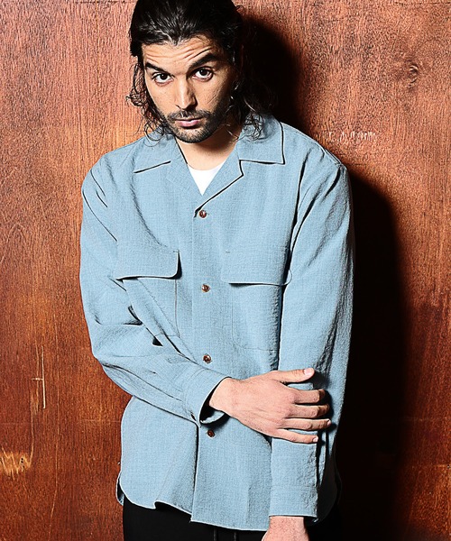 RATTLE TRAP(ラトルトラップ)の「カチオン染オープンカラーシャツ(シャツ/ブラウス・メンズ・ベージュ/ライトブルー/ブラック・S/M/L)」の14枚目の写真