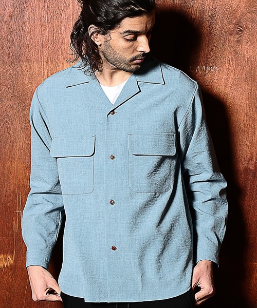 RATTLE TRAP(ラトルトラップ)の「カチオン染オープンカラーシャツ(シャツ/ブラウス・メンズ・ベージュ/ライトブルー/ブラック・S/M/L)」の15枚目の写真