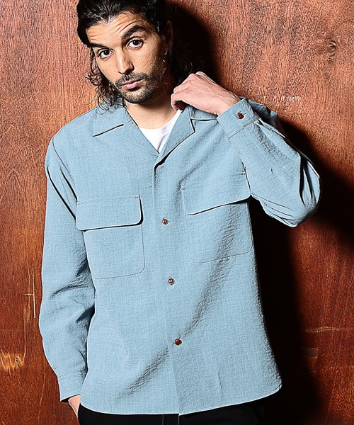 RATTLE TRAP(ラトルトラップ)の「カチオン染オープンカラーシャツ(シャツ/ブラウス・メンズ・ベージュ/ライトブルー/ブラック・S/M/L)」の16枚目の写真