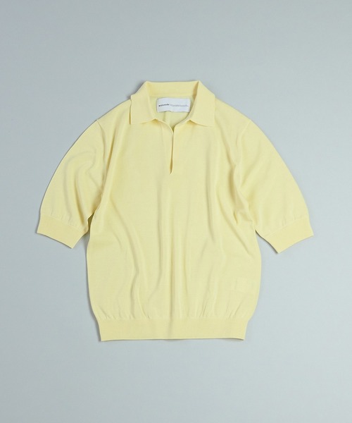 note et silence (ノートエシロンス)の「【 AMB100貨 】ファインシルクコットンスキッパーニット(ニット/セーター・レディース・ネイビー/イエロー/ブラック・SMALL)」の1枚目の写真
