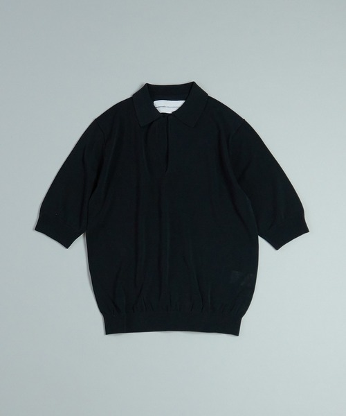 note et silence (ノートエシロンス)の「【 AMB100貨 】ファインシルクコットンスキッパーニット(ニット/セーター・レディース・ネイビー/イエロー/ブラック・SMALL)」の7枚目の写真