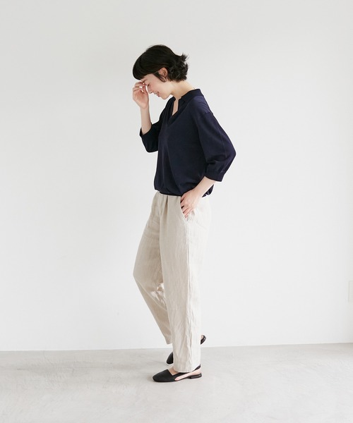 note et silence (ノートエシロンス)の「【 AMB100貨 】ファインシルクコットンスキッパーニット(ニット/セーター・レディース・ネイビー/イエロー/ブラック・SMALL)」の14枚目の写真