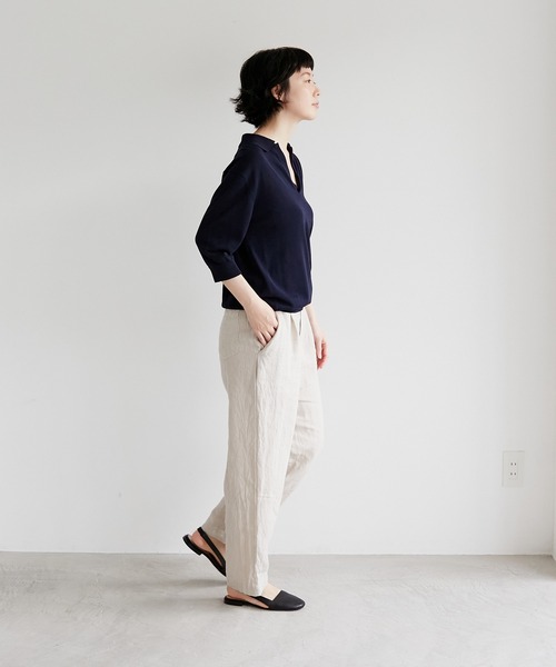 note et silence (ノートエシロンス)の「【 AMB100貨 】ファインシルクコットンスキッパーニット(ニット/セーター・レディース・ネイビー/イエロー/ブラック・SMALL)」の10枚目の写真