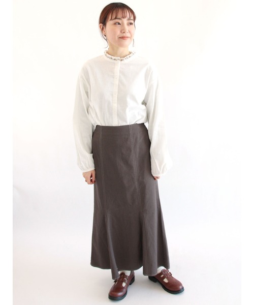 ehka sopo（エヘカソポ）の「スタンドフリル刺繍ブラウス（シャツ/ブラウス・レディース・オフホワイト/キナリ/グリーン/ブラック・ﾌﾘ-）」の7枚目の写真