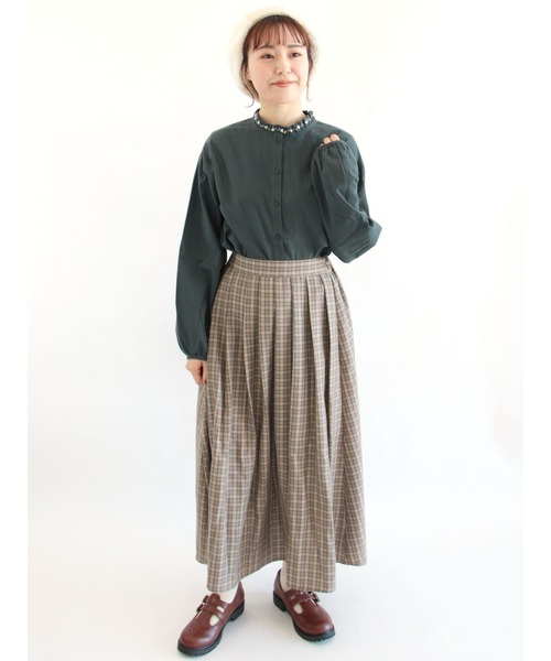 ehka sopo（エヘカソポ）の「スタンドフリル刺繍ブラウス（シャツ/ブラウス・レディース・オフホワイト/キナリ/グリーン/ブラック・ﾌﾘ-）」の12枚目の写真