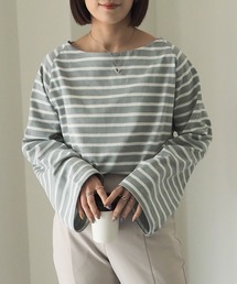 ボートネックワイドスリーブボーダーロンT