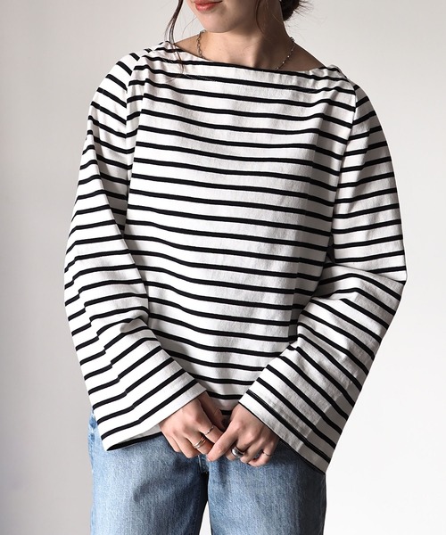 Riberry(リベリー)の「ボートネックワイドスリーブボーダーロンT(Tシャツ/カットソー・レディース・ネイビー/オフホワイト/ブルー・MEDIUM)」の19枚目の写真