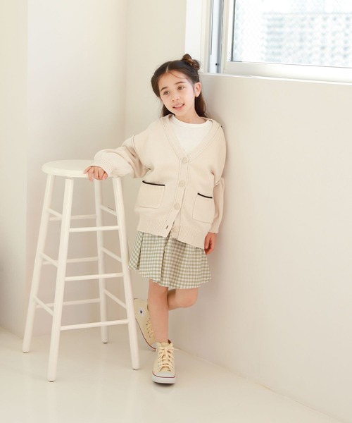 GLOBAL WORK（グローバルワーク）の「キッズ/アウトリンキング配色カーディガン/261898（カーディガン/ボレロ・キッズ・オフホワイト/イエロー系その他3・140cm/130cm/160cm/150cm/120cm/100cm/110cm）」の8枚目の写真