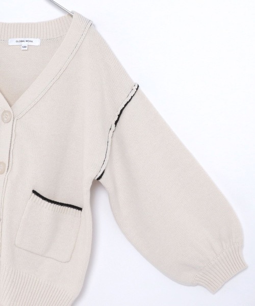 GLOBAL WORK（グローバルワーク）の「キッズ/アウトリンキング配色カーディガン/261898（カーディガン/ボレロ・キッズ・オフホワイト/イエロー系その他3・140cm/130cm/160cm/150cm/120cm/100cm/110cm）」の5枚目の写真
