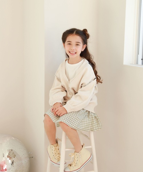 GLOBAL WORK（グローバルワーク）の「キッズ/アウトリンキング配色カーディガン/261898（カーディガン/ボレロ・キッズ・オフホワイト/イエロー系その他3・140cm/130cm/160cm/150cm/120cm/100cm/110cm）」の14枚目の写真