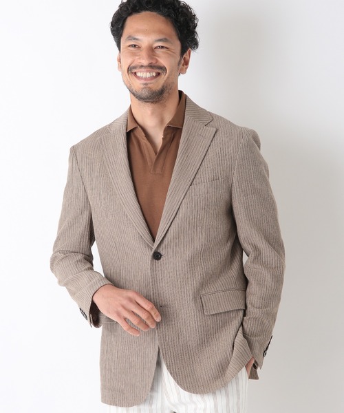 MEN S BIGI メンズビギ の コットン リネン ストライプジャケット fabric made in japan テーラードジャケット