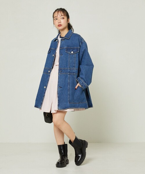 FREAK'S STORE(フリークスストア)の「ビッグデニムジャケット(デニムジャケット・レディース・ネイビー/ブルー・フリ-)」の7枚目の写真