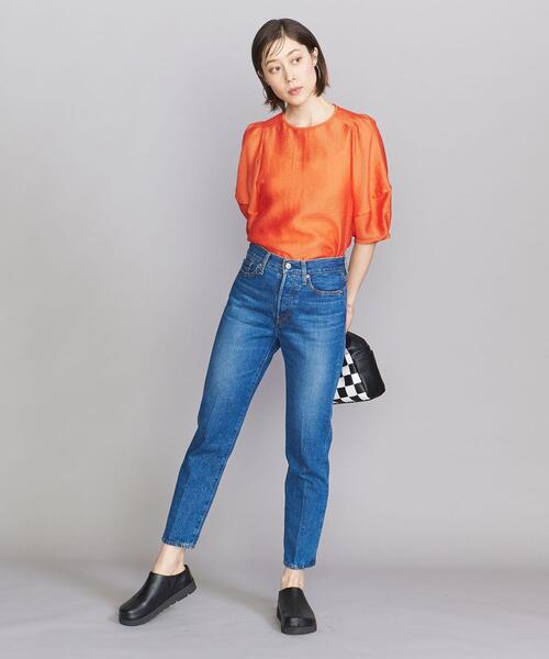 BEAUTY&YOUTH UNITED ARROWS（ビューティーアンドユースユナイテッドアローズ）の「BY シアー ボリュームスリーブ ブラウス -ウォッシャブル-（シャツ/ブラウス・レディース・ライム/オレンジ/オフホワイト/ネイビー・FREE）」の13枚目の写真