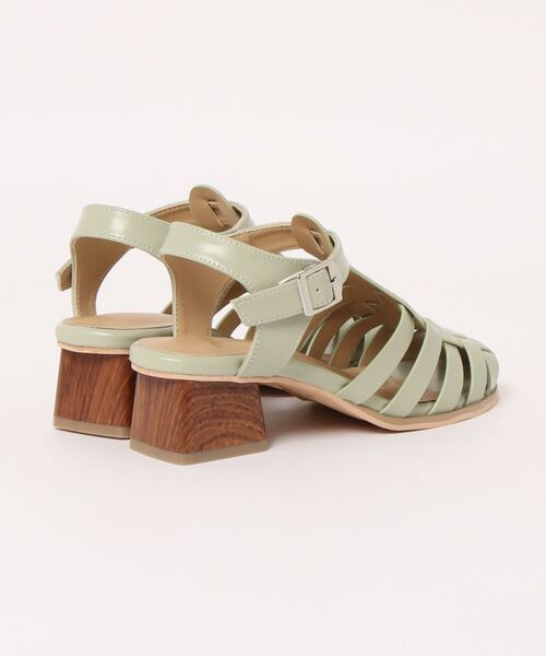 minia（ミニア）の「木目調ブロックヒールグルカサンダル　◇（サンダル・レディース・アイボリー/ミント/ブラック/ブラウン・S/M/LL/L）」の9枚目の写真