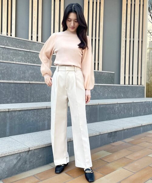 OPAQUE.CLIP（オペークドットクリップ）の「◆ダブルクロスワイドパンツ（その他パンツ・レディース・チャコールグレー/パープル/ライトベージュ・38）」の21枚目の写真