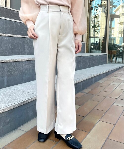 OPAQUE.CLIP（オペークドットクリップ）の「◆ダブルクロスワイドパンツ（その他パンツ・レディース・チャコールグレー/パープル/ライトベージュ・38）」の22枚目の写真