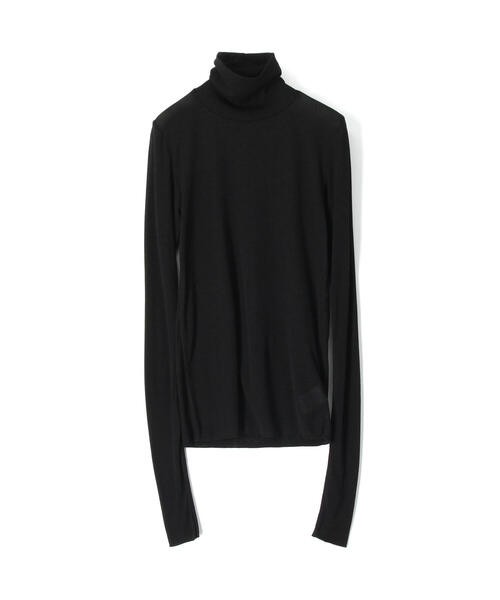 EDITION(エディション)の「80T/CFINE RIB コットンポリエステル ハイネックプルオーバー(Tシャツ/カットソー・レディース・ホワイト/ブラック/キャメル・FREE)」の3枚目の写真