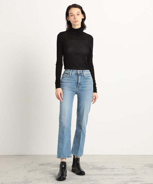 EDITION(エディション)の「80T/CFINE RIB コットンポリエステル ハイネックプルオーバー(Tシャツ/カットソー・レディース・ホワイト/ブラック/キャメル・FREE)」の4枚目の写真