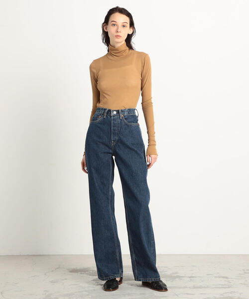 EDITION(エディション)の「80T/CFINE RIB コットンポリエステル ハイネックプルオーバー(Tシャツ/カットソー・レディース・ホワイト/ブラック/キャメル・FREE)」の5枚目の写真