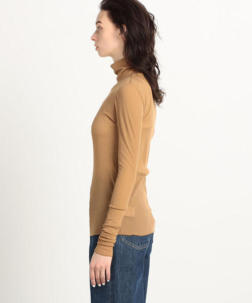 EDITION(エディション)の「80T/CFINE RIB コットンポリエステル ハイネックプルオーバー(Tシャツ/カットソー・レディース・ホワイト/ブラック/キャメル・FREE)」の7枚目の写真