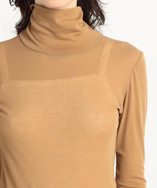 EDITION(エディション)の「80T/CFINE RIB コットンポリエステル ハイネックプルオーバー(Tシャツ/カットソー・レディース・ホワイト/ブラック/キャメル・FREE)」の10枚目の写真