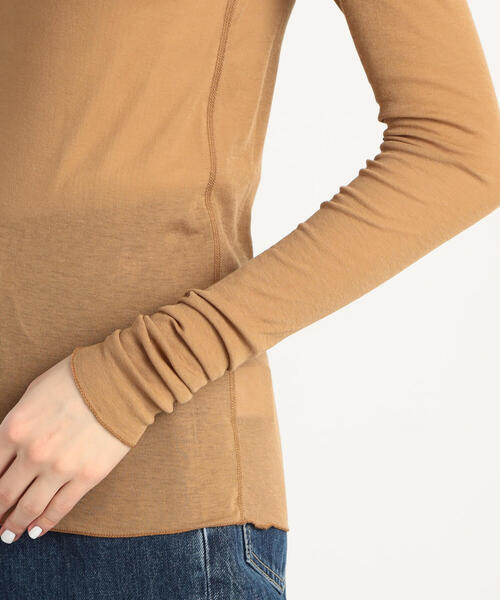 EDITION(エディション)の「80T/CFINE RIB コットンポリエステル ハイネックプルオーバー(Tシャツ/カットソー・レディース・ホワイト/ブラック/キャメル・FREE)」の12枚目の写真