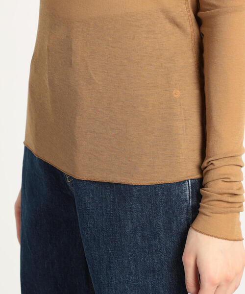 EDITION(エディション)の「80T/CFINE RIB コットンポリエステル ハイネックプルオーバー(Tシャツ/カットソー・レディース・ホワイト/ブラック/キャメル・FREE)」の13枚目の写真