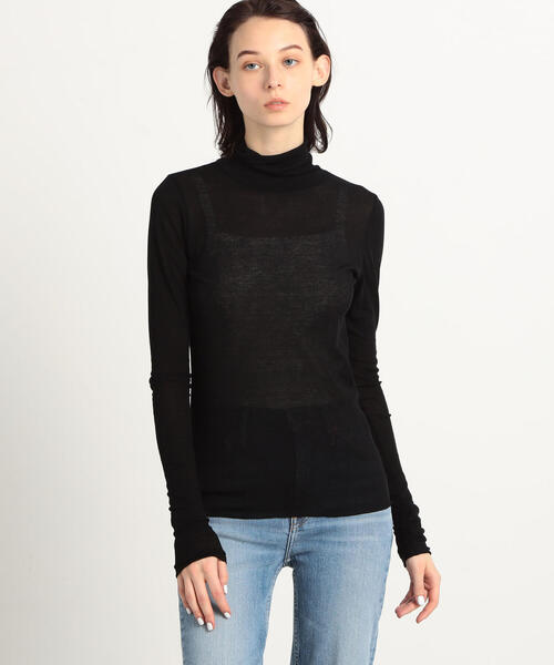 EDITION(エディション)の「80T/CFINE RIB コットンポリエステル ハイネックプルオーバー(Tシャツ/カットソー・レディース・ホワイト/ブラック/キャメル・FREE)」の15枚目の写真