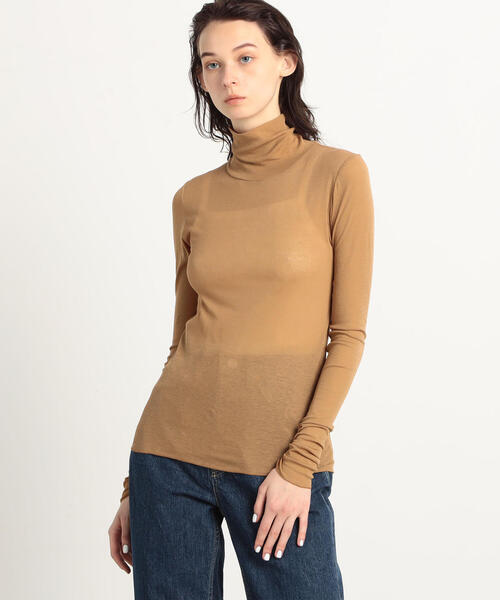 EDITION(エディション)の「80T/CFINE RIB コットンポリエステル ハイネックプルオーバー(Tシャツ/カットソー・レディース・ホワイト/ブラック/キャメル・FREE)」の16枚目の写真