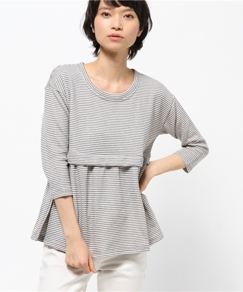 OUTLET(アウトレット)の「【Ciaopanic】起毛裏毛ボーダープルオーバー(Tシャツ/カットソー・レディース・ベージュ/ブラック/グレー・FREE)」の3枚目の写真
