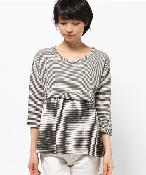 OUTLET(アウトレット)の「【Ciaopanic】起毛裏毛ボーダープルオーバー(Tシャツ/カットソー・レディース・ベージュ/ブラック/グレー・FREE)」の4枚目の写真