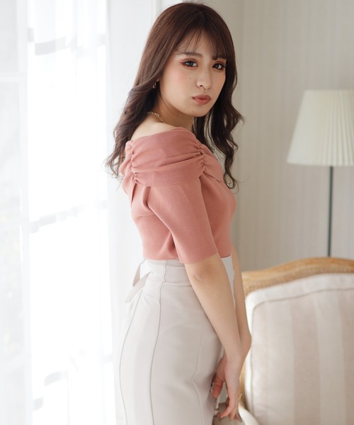 LIPSERVICE(リップサービス)の「アシメギャザーニットトップス(Tシャツ/カットソー・レディース・ホワイト/ベージュ/ピンク/ブラック・FREE)」の6枚目の写真