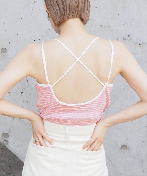 tiptop（ティップトップ）の「カップ付きバッククロスキャミソール（キャミソール・レディース・B/A/ブラック/オフホワイト/ピンク/ホワイト系その他・FREE）」の5枚目の写真