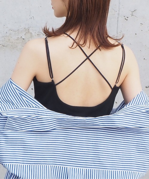 tiptop（ティップトップ）の「カップ付きバッククロスキャミソール（キャミソール・レディース・B/A/ブラック/オフホワイト/ピンク/ホワイト系その他・FREE）」の4枚目の写真
