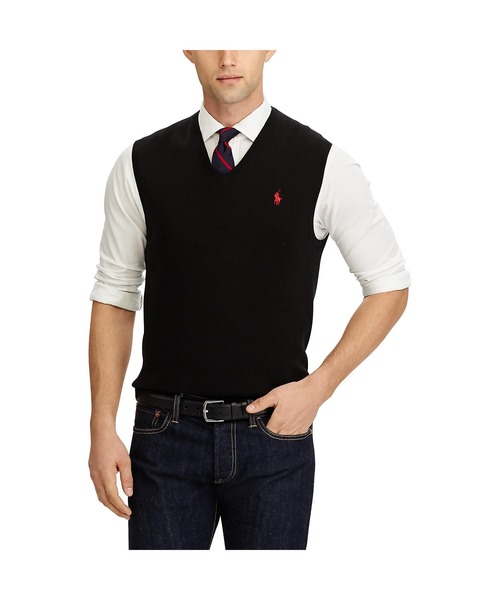 POLO RALPH LAUREN(ポロ ラルフ ローレン)の「コットン Vネック セーター ベスト(ベスト・メンズ・ブラック・XXL/XL)」の4枚目の写真