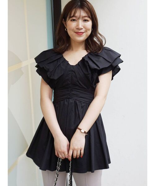 MERCURYDUO(マーキュリーデュオ)の「ボリュームタックスリーブチュニックブラウス(シャツ/ブラウス・レディース・オフホワイト/ブラック/ブルー・FREE)」の6枚目の写真