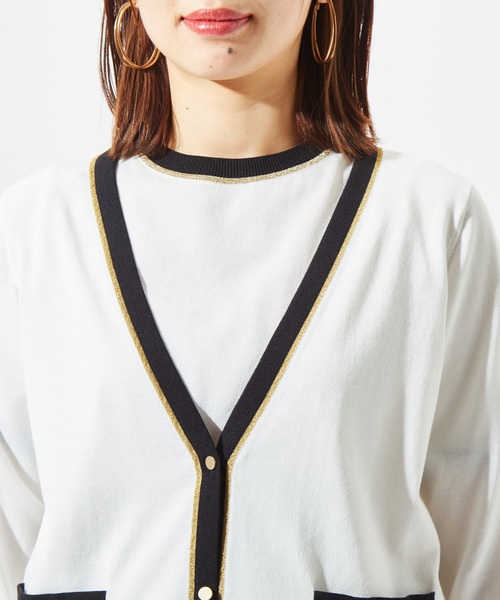 Tiara（ティアラ）の「ゴールドラインＶネックカーディガン（カーディガン/ボレロ・レディース・ホワイト/ブラック・FREE）」の13枚目の写真