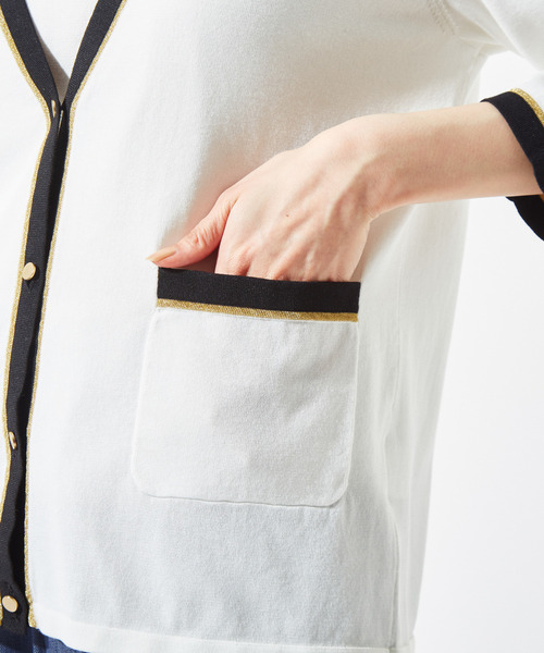 Tiara（ティアラ）の「ゴールドラインＶネックカーディガン（カーディガン/ボレロ・レディース・ホワイト/ブラック・FREE）」の12枚目の写真