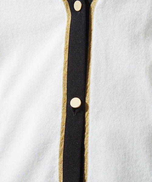 Tiara（ティアラ）の「ゴールドラインＶネックカーディガン（カーディガン/ボレロ・レディース・ホワイト/ブラック・FREE）」の6枚目の写真