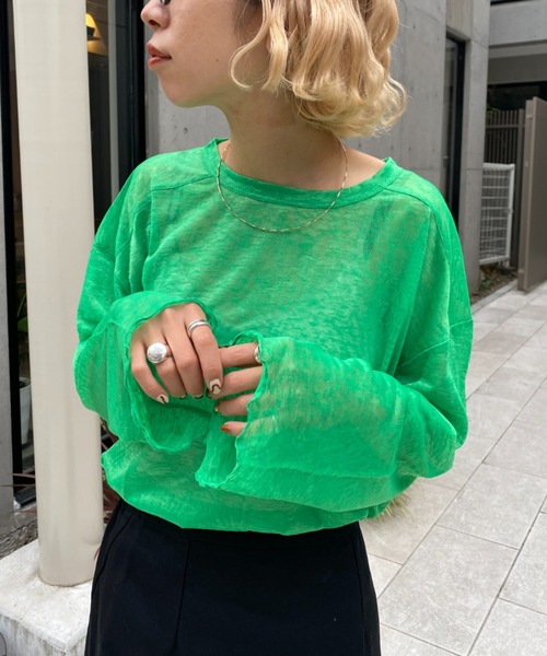 CIAOPANIC(チャオパニック)の「シアーメローロンTee(Tシャツ/カットソー・レディース・ピンク/ブルー/グリーン・FREE)」の5枚目の写真