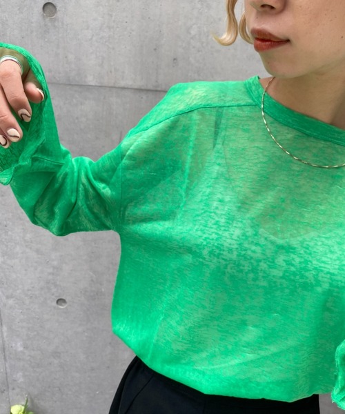 CIAOPANIC(チャオパニック)の「シアーメローロンTee(Tシャツ/カットソー・レディース・ピンク/ブルー/グリーン・FREE)」の6枚目の写真