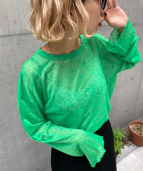 CIAOPANIC(チャオパニック)の「シアーメローロンTee(Tシャツ/カットソー・レディース・ピンク/ブルー/グリーン・FREE)」の7枚目の写真
