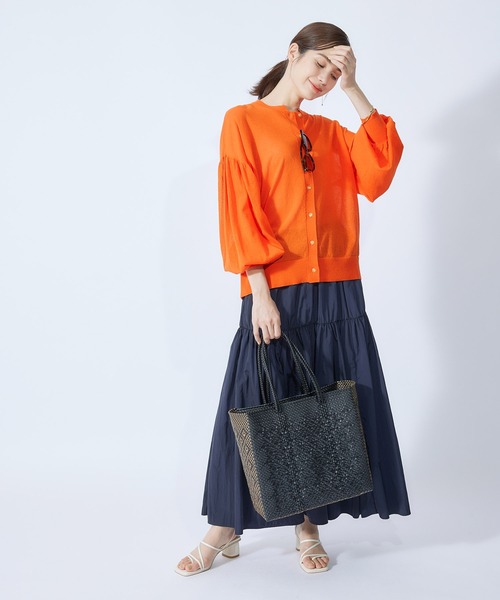 ROPE'（ロペ）の「リネン混ギャザースリーブシアーカーディガン（カーディガン/ボレロ・レディース・ホワイト/ブラック/オレンジ/ミント・38）」の10枚目の写真