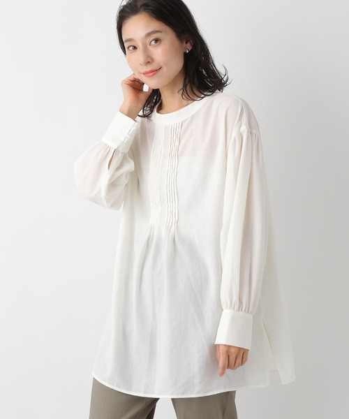 LEPSIM（レプシィム）の「2WAYピンタックブラウス　274207（シャツ/ブラウス・レディース・グレー/オフホワイト/ブルー/ホワイト・FREE）」の2枚目の写真