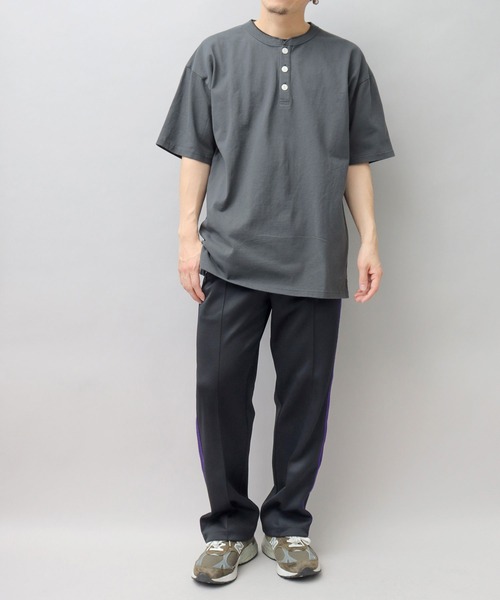 7.6オンス USAコットン ヘンリーネック 半袖 Tシャツ レギュラー