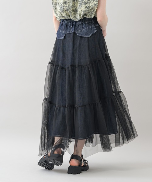 Paradise Picnic（パラダイスピクニック）の「doll up oops チュールＸデニムスカート（デニムスカート・レディース・ネイビー/ブルー・FREE）」の10枚目の写真