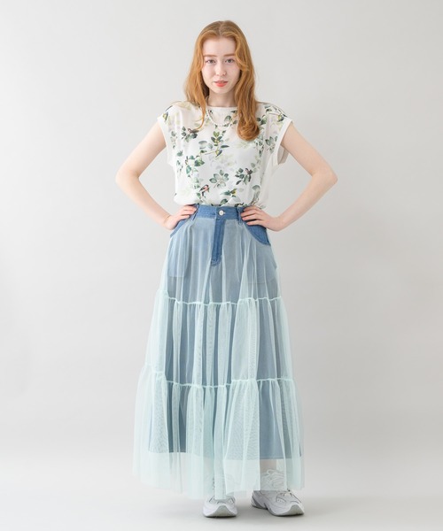 Paradise Picnic（パラダイスピクニック）の「doll up oops チュールＸデニムスカート（デニムスカート・レディース・ネイビー/ブルー・FREE）」の12枚目の写真