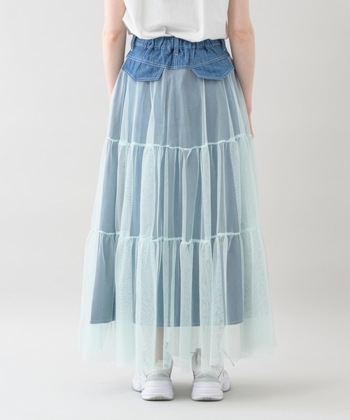 Paradise Picnic（パラダイスピクニック）の「doll up oops チュールＸデニムスカート（デニムスカート・レディース・ネイビー/ブルー・FREE）」の22枚目の写真