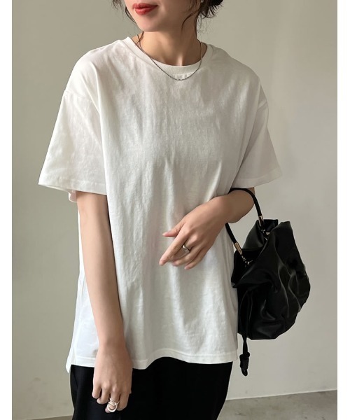 Re:EDIT(リエディ)の「USAコットンレギュラーTシャツ(Tシャツ/カットソー・レディース・ブラック/オフホワイト/ベージュ・MEDIUM/LARGE)」の1枚目の写真