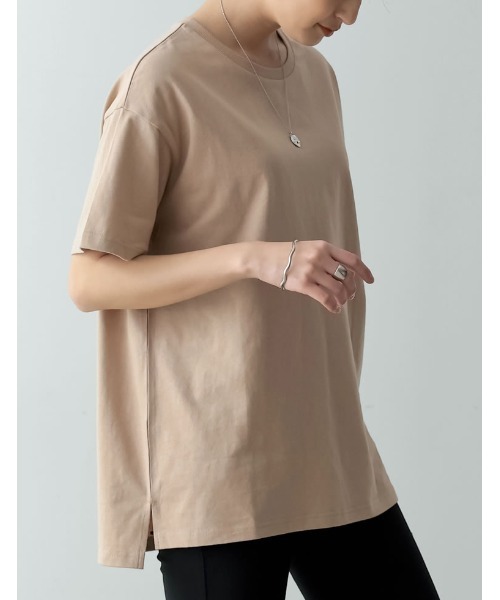 Re:EDIT(リエディ)の「USAコットンレギュラーTシャツ(Tシャツ/カットソー・レディース・ブラック/オフホワイト/ベージュ・MEDIUM/LARGE)」の4枚目の写真